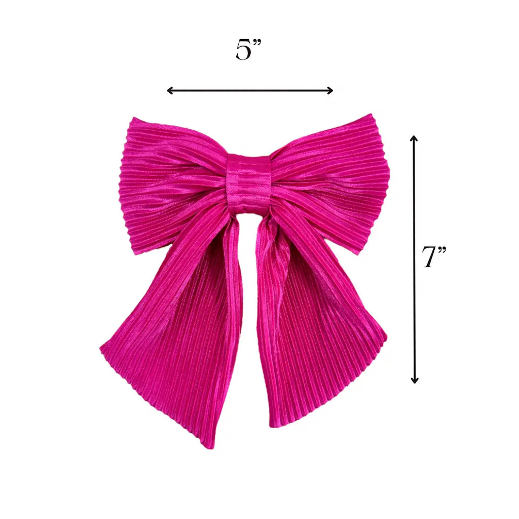 Pink Pleated Hair Bow