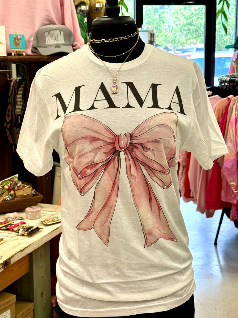 MAMA Pink Bow Tee