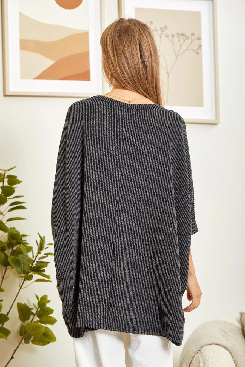 Easy Ribbed Tunic - Charcoal