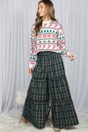 Maxi Tiered Wide Leg Palazzo Plaid Pants VP73052A