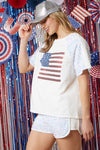 US Flag Sequin SS Top