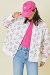 Floral Oversized Quilted Bomber Jacket