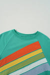 Rainbow Colorblock Striped Pullover Sweatshirt