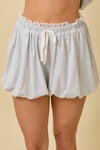Bubble Hem Shorts With Lace Ruffle