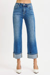 Risen Mid Rise Crop Straight Cuffed Jeans PWA21209 MEDIUM