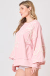 Pink Embroidered Bow Sweatshirt