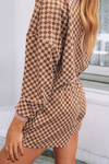 Checkerboard Long Sleeve Pullover and Shorts Set