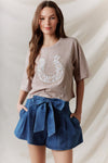 Taupe Lace Horseshoe Cropped Top