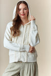 Cable Knit Zip-up Sweater Hoodie