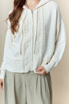 Cable Knit Zip-up Sweater Hoodie
