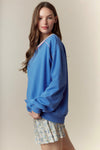 Blue Piping Detail VNeck Sweatshirt