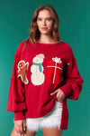 Crimson Corduroy Christmas Patch Sweatshirt