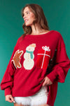 Crimson Corduroy Christmas Patch Sweatshirt