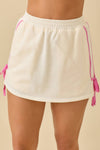 Terry Knit Skort With Twill Tape And Bow Tie