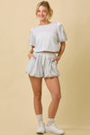 Bubble Hem Shorts With Lace Ruffle