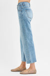 Risen Tummy Control High Rise Crop Wide Waist Band Bow Jeans PWC21200 MEDIUM