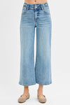 Risen Tummy Control High Rise Crop Wide Waist Band Bow Jeans PWC21200 MEDIUM