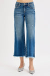 Risen Tummy Control Mid Rise Crop Straight Jeans PSC21351 DARK
