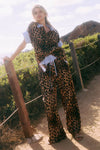 Leopard Printed Shirt Wide Leg Pants Set