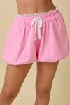 Bubble Hem Shorts With Lace Ruffle