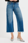 Risen Tummy Control Mid Rise Crop Straight Jeans PSC21351 DARK