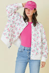 Floral Oversized Quilted Bomber Jacket