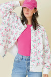 Floral Oversized Quilted Bomber Jacket