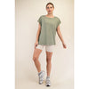 Olive Mineral Washed Short Sleeve Top
