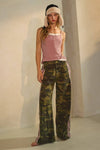 Washed Camo Printed Cotton Pants