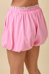 Bubble Hem Shorts With Lace Ruffle
