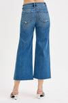 Risen High Rise Crop Wide Button Up Jeans PWC21017 MEDIUM