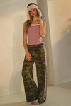 Washed Camo Printed Cotton Pants