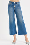 Risen High Rise Crop Wide Button Up Jeans PWC21017 MEDIUM