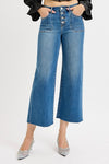 Risen High Rise Crop Wide Button Up Jeans PWC21017 MEDIUM