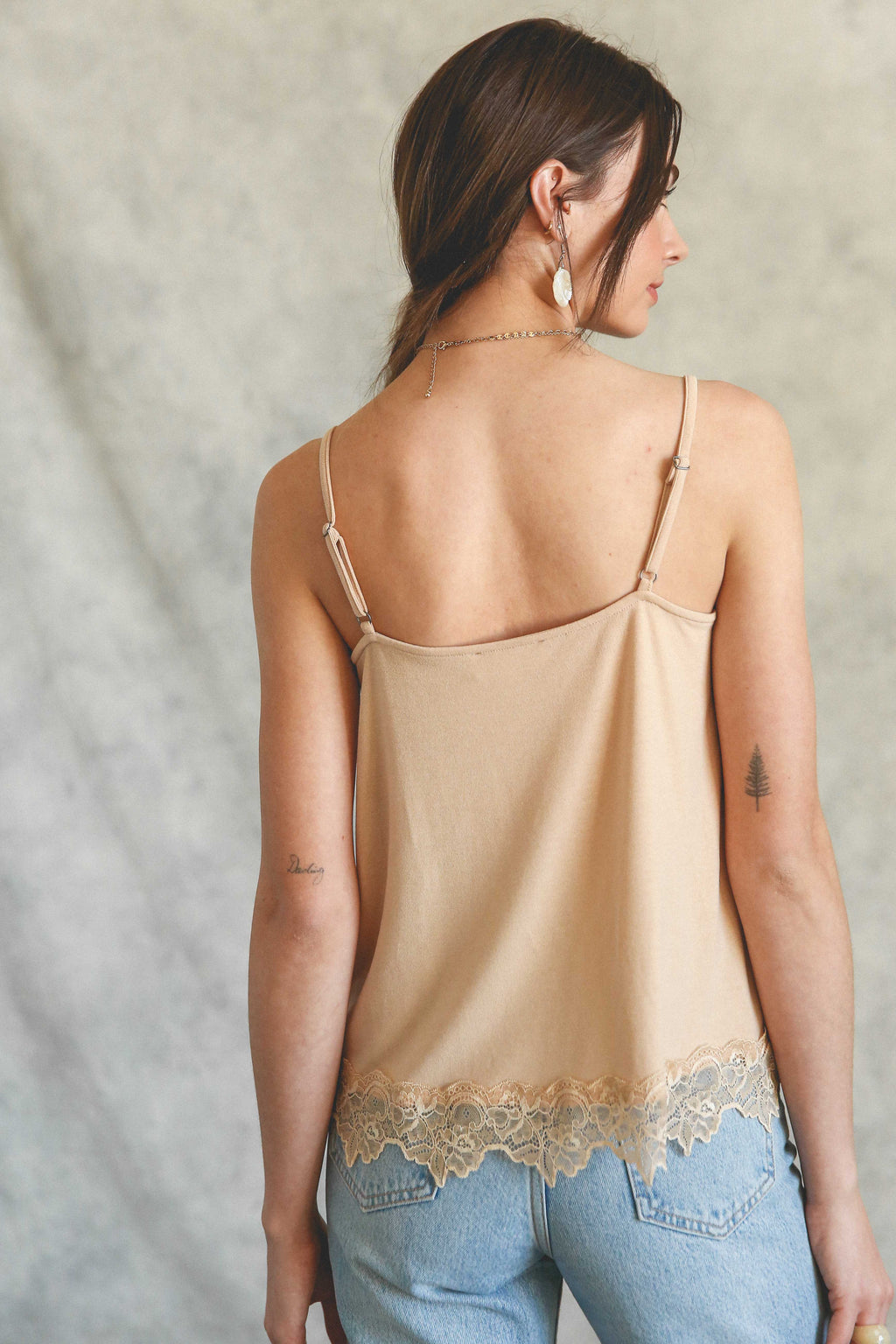Lacey Knit Layering Cami - Nude