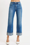 Risen Mid Rise Crop Straight Cuffed Jeans PWA21209 MEDIUM