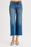 Risen Tummy Control Mid Rise Crop Straight Jeans PSC21351 DARK