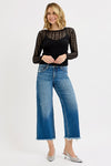 Risen Tummy Control Mid Rise Crop Straight Jeans PSC21351 DARK