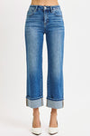 Risen Mid Rise Crop Straight Cuffed Jeans PWA21209 MEDIUM