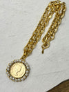 Yochi NY Elizabeth Coin With Pearls Necklace