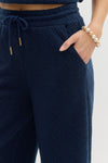 Navy Embossed Pants