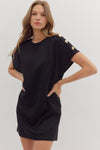 Black Gold Button Mini Dress