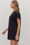 Black Gold Button Mini Dress
