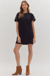 Black Gold Button Mini Dress