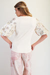 Cream Sequin Puff Sleeve Top