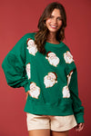 Green Santa Sequins & Fur Embroidery Sweatshirt
