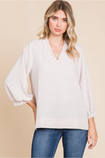 Oatmeal Frill Neck Top