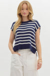 Navy Stripe Knit Top