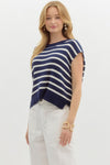 Navy Stripe Knit Top