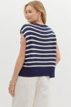 Navy Stripe Knit Top